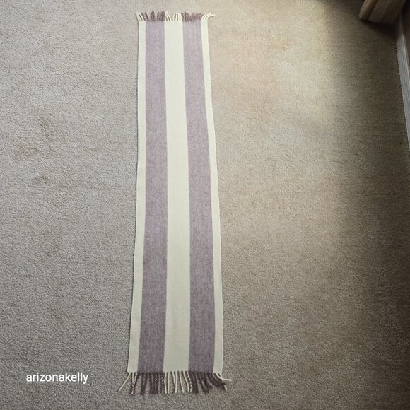 Wool Scarf Neutral Colors Stripe - Picture 9 of 13
